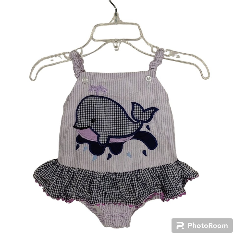Stellybelly Purple and White Striped Onesie Swimsuit